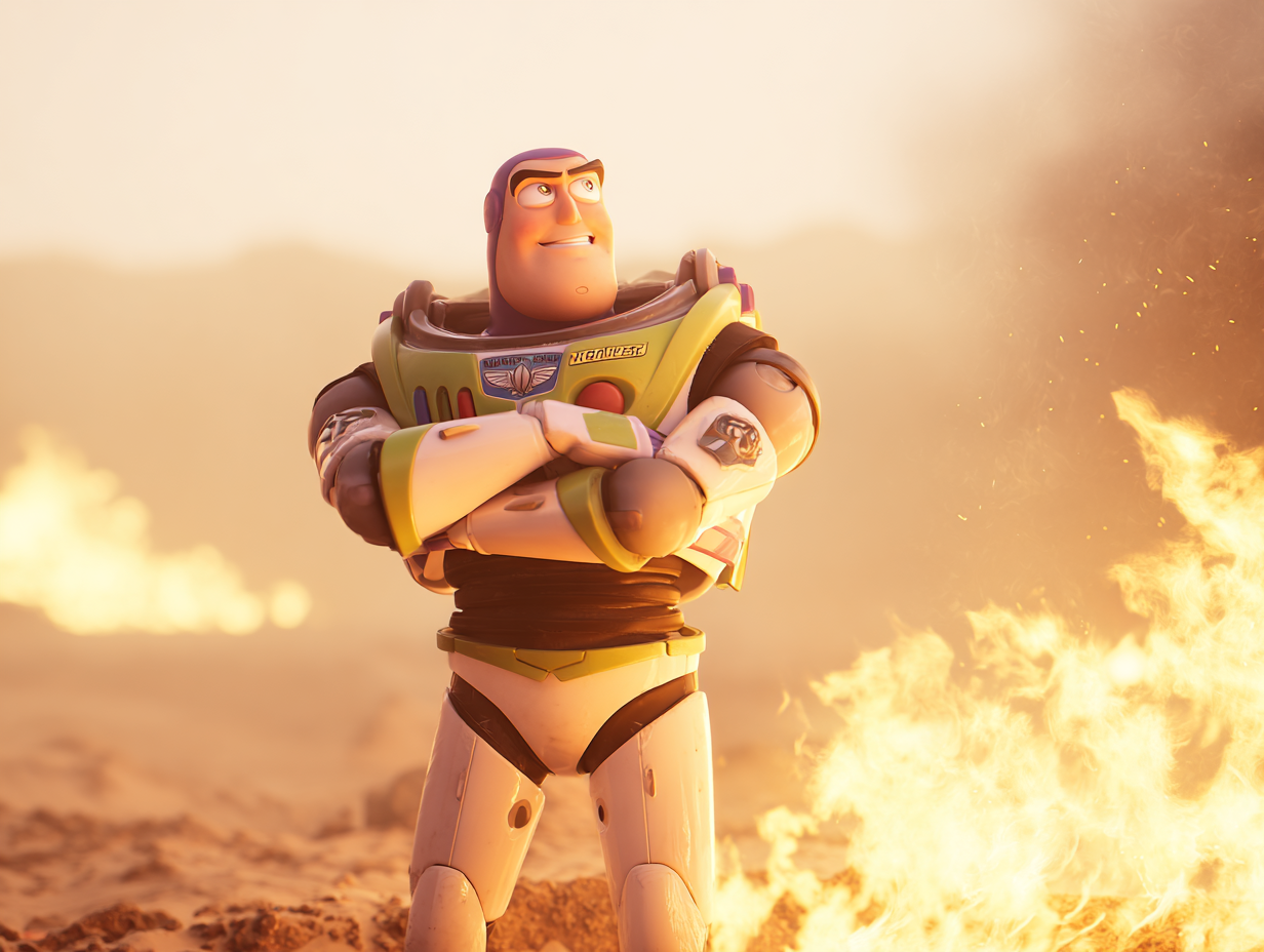 lustración de Buzz Lightyear en llamas — metáfora visual del burnout en sistemas de inteligencia artificial